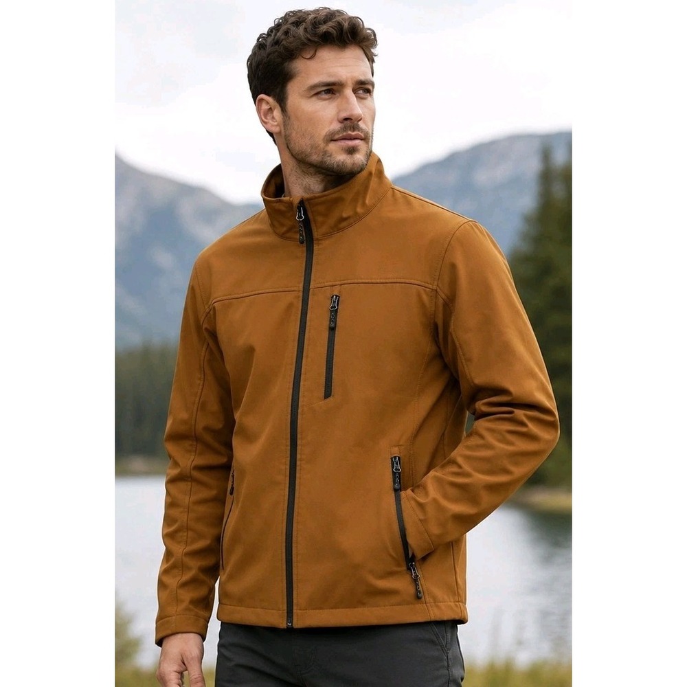 Swiss Tech Men's Brown Softshell Jacket Outdoor Hiking Utility Gorpcore Coat S/P